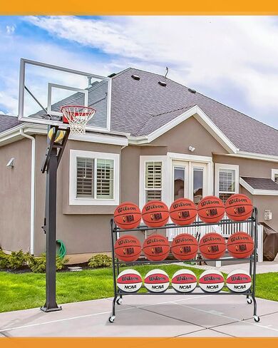 حامل حامل كرة السلة - EXTCCT معدات تدريب الكرة المائلة، عربة تخزين متدحرجة مع عجلات، الرياضات الخارجية، الكرة الطائرة، كرة القدم، منظم كرة السلة، ملحقات كرة السلة in Kuwait