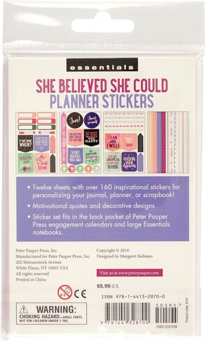 Essential 2019 Weekly Planner Stickers - She Believed She Could (Set of 160 Stickers) in Saudi Arabia