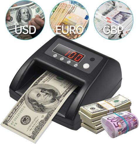 BISOFICE Mini UV كاشف الفواتير المزيفة EURO/USD/GBP عداد النقود كشف الأموال تلقائيًا بواسطة UV MG IR صورة ورقية ذات حجم سمك مناسب للمحلات التجارية ومحلات البقالة والمطاعم والفنادق Stree in Kuwait