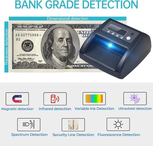 BISOFICE Mini UV كاشف الفواتير المزيفة EURO/USD/GBP عداد النقود كشف الأموال تلقائيًا بواسطة UV MG IR صورة ورقية ذات حجم سمك مناسب للمحلات التجارية ومحلات البقالة والمطاعم والفنادق Stree in Kuwait