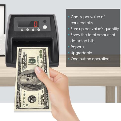 BISOFICE Mini UV كاشف الفواتير المزيفة EURO/USD/GBP عداد النقود كشف الأموال تلقائيًا بواسطة UV MG IR صورة ورقية ذات حجم سمك مناسب للمحلات التجارية ومحلات البقالة والمطاعم والفنادق Stree in Kuwait