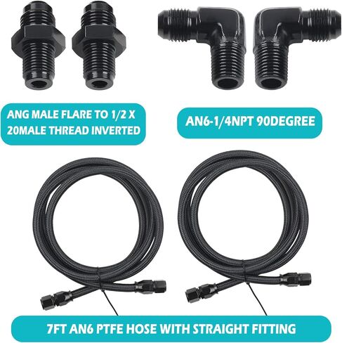 مجموعة خطوط تبريد ناقل الحركة PTFE 6AN 7FT، بديلة لـ GM 4L60 700R4 TH350 TH400 (خطوط مضفرة من النايلون والفولاذ المقاوم للصدأ) in Kuwait