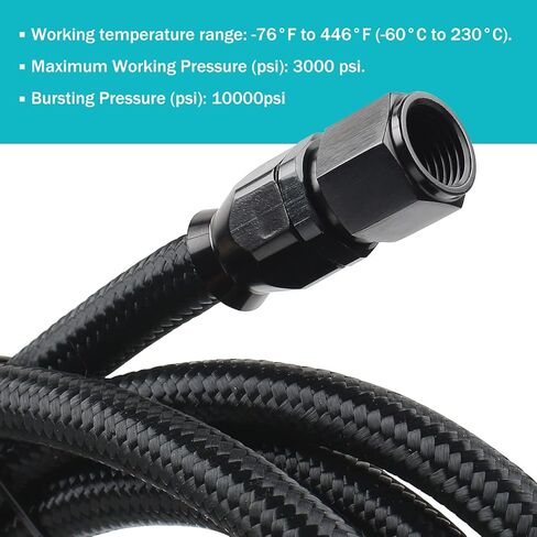 مجموعة خطوط تبريد ناقل الحركة PTFE 6AN 7FT، بديلة لـ GM 4L60 700R4 TH350 TH400 (خطوط مضفرة من النايلون والفولاذ المقاوم للصدأ) in Kuwait