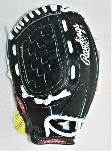 قفاز رولينغز ليفتي للكرة اللينة مقاس 11.5 بوصة، أسود/أزرق مخضر in Kuwait