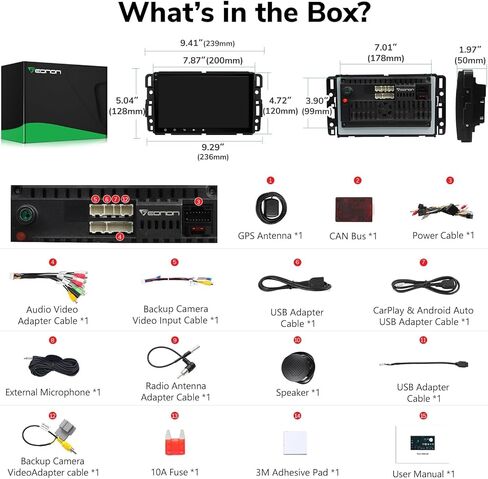مستقبل ستيريو السيارة Eonon CarPlay & Android Auto، Android 10.0 ستيريو السيارة 2+32 جيجابايت راديو السيارة، متوافق مع شيفروليه/جي إم سي/بويك-8 بوصة-Q80SE in Kuwait