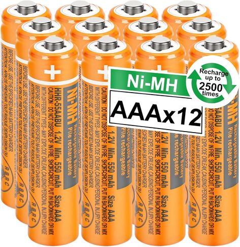 OSIM 12Pack HHR-55AAABU NI-MH AAA Rechargeable Batteries 1.2V 550mah AAA NiMH Rechargeable Batteries for Panasonic Cordless Phones, Remote Controls, Electronics in Saudi Arabia