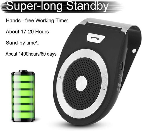 Zerone Car Hands-Free, Smart Wireless Hands-Free Car Kit Visor Clip Speakerphone in Saudi Arabia