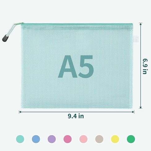 JARLINK 16pcs Mesh Zipper Pouch for Organizing, A3 Size Waterproof Zipper Storage Bags, 8 Colors Plastic File Pouch, Multipurpose for Travel, School, Board Game, Puzzles, Office, and Home Organize in Saudi Arabia