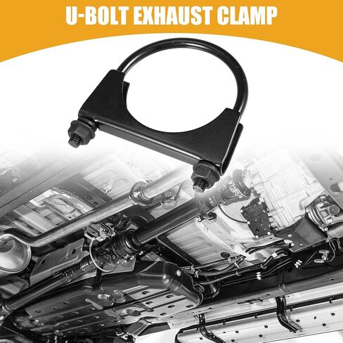 Partuto 1 قطعة 2.01 بوصة مشبك عادم U-Bolt عالمي - عادم مشابك كاتم صوت السيارة - أسود من الفولاذ المقاوم للصدأ in Saudi Arabia