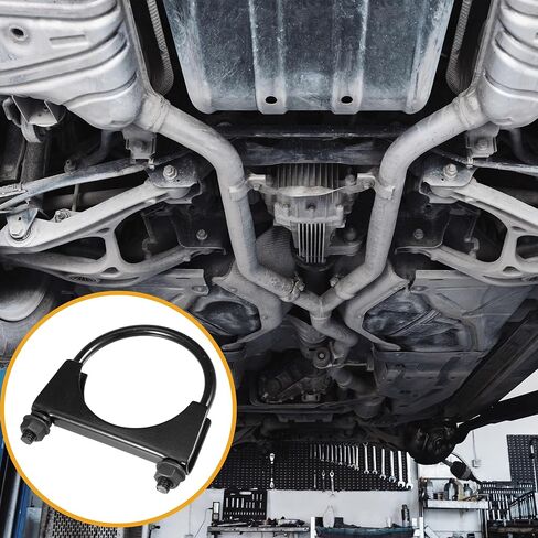 Partuto 1 قطعة 2.01 بوصة مشبك عادم U-Bolt عالمي - عادم مشابك كاتم صوت السيارة - أسود من الفولاذ المقاوم للصدأ in Saudi Arabia
