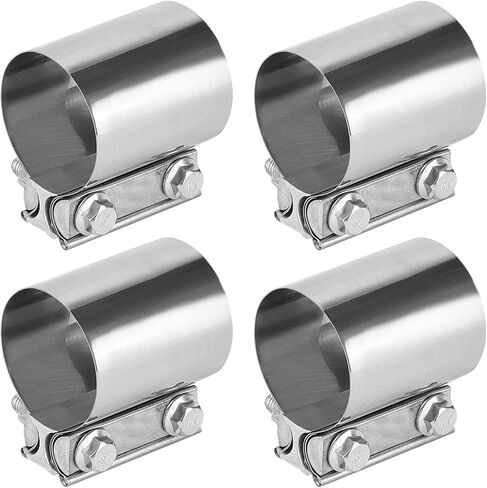 4 Pack 2.5 Inch Butt Joint Exhaust Band Clamp, Stainless Steel Butt Joint Exhaust Muffler Clamp Band with Nuts, Exhaust Band Clamp Sleeve for Exhaust Pipe, Muffler in Saudi Arabia