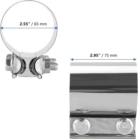 4 Pack 2.5 Inch Butt Joint Exhaust Band Clamp, Stainless Steel Butt Joint Exhaust Muffler Clamp Band with Nuts, Exhaust Band Clamp Sleeve for Exhaust Pipe, Muffler in Saudi Arabia