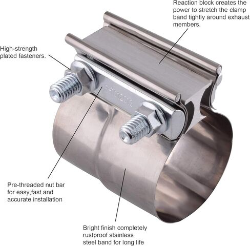 ESPEEDER 2.0 "اللفة المشتركة الفرقة المشبك العادم المشابك أجزاء الأنابيب الفولاذ المقاوم للصدأ 2 قطعة in Kuwait