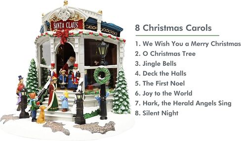 Christmas Village Building, Santa's Toy Shop with Christmas Music, LED Lights, and Animation - Power Adapter (Included) (15.35" H x 16.5" W x 15.2" D) by Moments in Time in Saudi Arabia