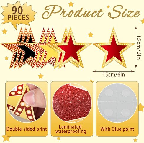 Geosar 48 Pcs Movie Star Cardboard Red Carpet Awards Night Cutouts Confetti Cutouts for Bulletin Board Movie Party Decoration Supply Classroom Wall (11 Inch) in Saudi Arabia