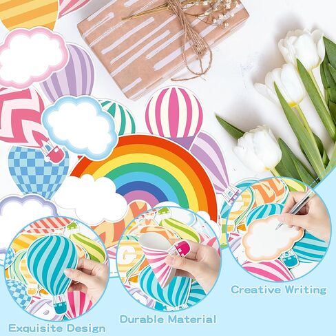 CPicdn 115Pcs Soaring into Spring Bulletin Board Classroom Decorations, Spring Hot Air Balloon Cloud Cutouts Name Tags Borders Trim Happy Spring Party Supplies School Classroom Chalkboard Wall Decor in Kuwait