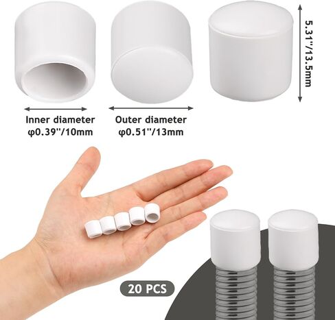 20pcs 0.39 Inch Door Stoppers Rubber Tip Replacement, Door Stop Bumper Tips, Door Stop Caps for Door Wall Protection （Black） in Saudi Arabia