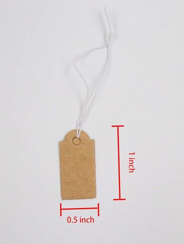 Sowaka 100 Pcs Display Tags with Hanging String Mini Writable Blank Label Display Tags for Jewelry Store Price Marking Ornament Pricing Product Clothing Hanging Tags (Small, Kraft) in Saudi Arabia