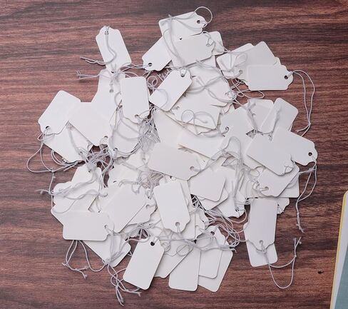 Sowaka 100 Pcs Display Tags with Hanging String Mini Writable Blank Label Display Tags for Jewelry Store Price Marking Ornament Pricing Product Clothing Hanging Tags (Small, Kraft) in Saudi Arabia