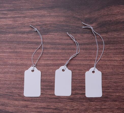 Sowaka 100 Pcs Display Tags with Hanging String Mini Writable Blank Label Display Tags for Jewelry Store Price Marking Ornament Pricing Product Clothing Hanging Tags (Small, Kraft) in Saudi Arabia