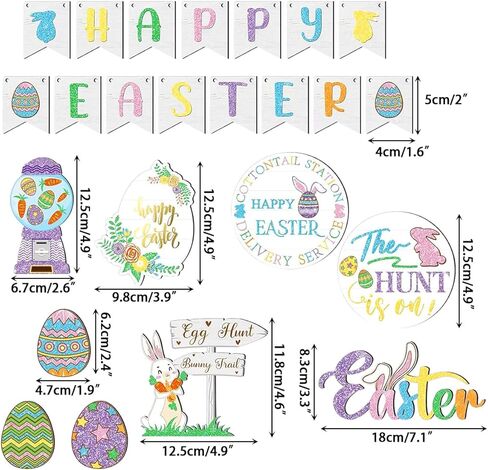 مجموعة ديكور صينية متدرجة لعيد الفصح من Anditoy، ديكورات خشبية على شكل أرنب بيضة عيد الفصح لتزيين المزرعة وحفلات عيد الفصح in Kuwait