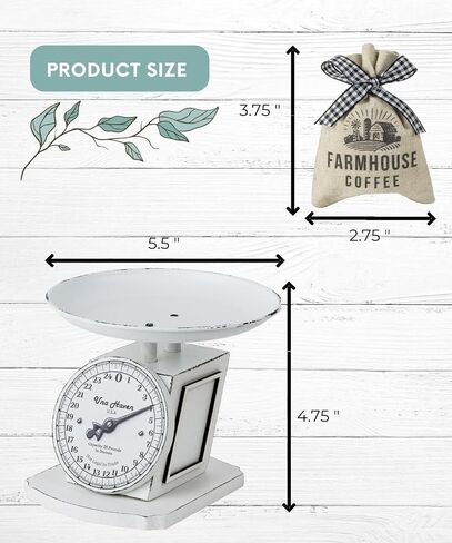 Vintage Fake Scales, Farmhouse Decor, Coffee Bar Station & Kitchen Decor Accessories, Tiered Tray Decorations, Country Farm House White Wooden Fake Scales in Saudi Arabia