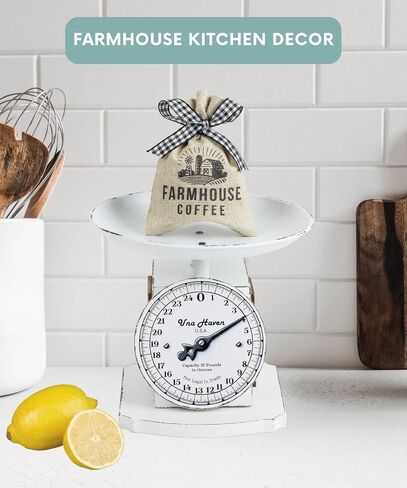 Vintage Fake Scales, Farmhouse Decor, Coffee Bar Station & Kitchen Decor Accessories, Tiered Tray Decorations, Country Farm House White Wooden Fake Scales in Saudi Arabia