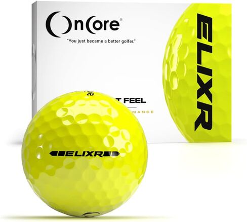 كرة جولة ONCORE GOLF ELIXR (2020) - كرات جولف عالية الأداء - صفراء (دزينة واحدة | 12 كرة جولف متميزة) تحكم ومسافة وإحساس وأداء لا مثيل له in Kuwait