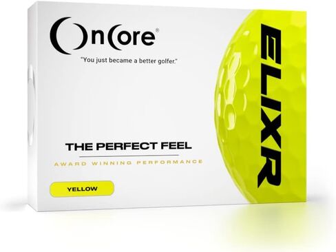 كرة جولة ONCORE GOLF ELIXR (2020) - كرات جولف عالية الأداء - صفراء (دزينة واحدة | 12 كرة جولف متميزة) تحكم ومسافة وإحساس وأداء لا مثيل له in Kuwait