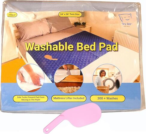 Dry Joy - Twin Size (34" x 36") Washable Waterproof Incontinence Mattress Protector with Tucks – Reusable Twin 34x36 in Bed Pad for Adults Kids and Pets – Including Sheet Tuck in Tool - Two Pack in Saudi Arabia