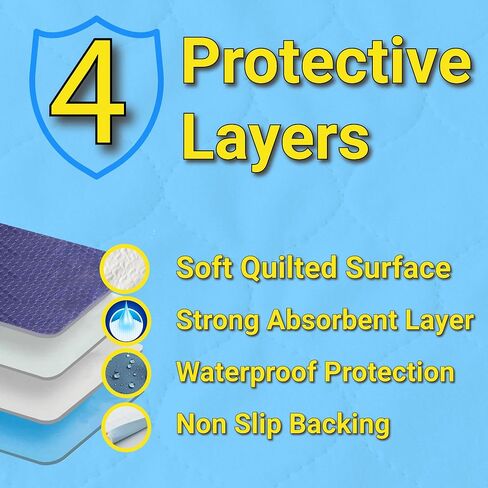 Dry Joy - Twin Size (34" x 36") Washable Waterproof Incontinence Mattress Protector with Tucks – Reusable Twin 34x36 in Bed Pad for Adults Kids and Pets – Including Sheet Tuck in Tool - Two Pack in Saudi Arabia