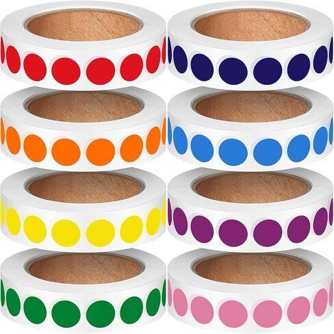 4000 قطعة من الملصقات ذات النقاط المستديرة مقاس 1/2 بوصة، ملصقات ترميز الألوان الدائرية لتنظيم علامات التلوين (8 لفات ألوان، 500 ملصق/لفة) in Kuwait