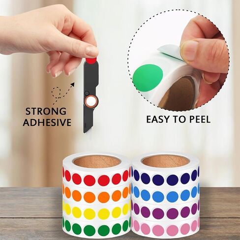 4000 قطعة من الملصقات ذات النقاط المستديرة مقاس 1/2 بوصة، ملصقات ترميز الألوان الدائرية لتنظيم علامات التلوين (8 لفات ألوان، 500 ملصق/لفة) in Kuwait