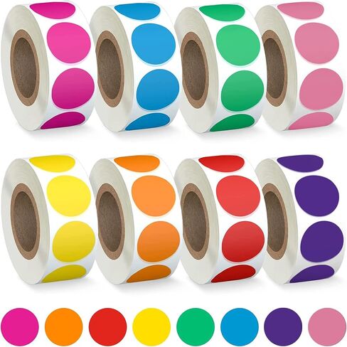 4000 PCS 1/2" Round Dot Stickers Circle Color Coding Labels for Coloring Marking Organizing(8 Rolls Colors, 500 Labels/Roll) in Saudi Arabia