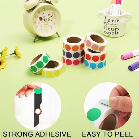 4000 PCS 1/2" Round Dot Stickers Circle Color Coding Labels for Coloring Marking Organizing(8 Rolls Colors, 500 Labels/Roll) in Saudi Arabia