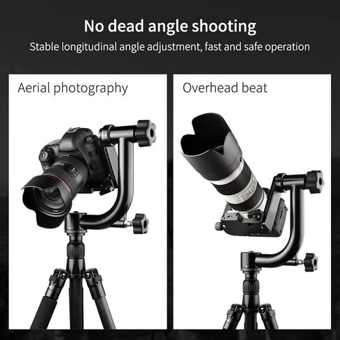 رؤوس حامل ثلاثي القوائم للكاميرا الاحترافية - مثبت بانورامي 360 درجة لكاميرا DSLR مع لوحة تحرير سريعة، مستوى الفقاعات - يدعم ما يصل إلى 33 رطل/15 كجم - توافق 1/4 بوصة 3/8 بوصة in Saudi Arabia