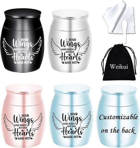 Small Cremation Keepsake Urns for Human Ashes - Set of 4 - Mini Cremation Urns for Ashes Beautiful Keepsake Sharing Urns Stainless Steel Memorial Ashes Holder(4 Color urns) in Saudi Arabia