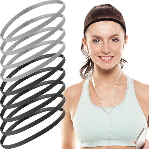 9 Pieces Thick Non-Slip Elastic Sport Headbands, Elastic Silicone Grip Exercise Hair and Sweatbands for Yoga in Saudi Arabia