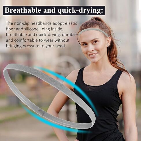 9 Pieces Thick Non-Slip Elastic Sport Headbands, Elastic Silicone Grip Exercise Hair and Sweatbands for Yoga in Saudi Arabia