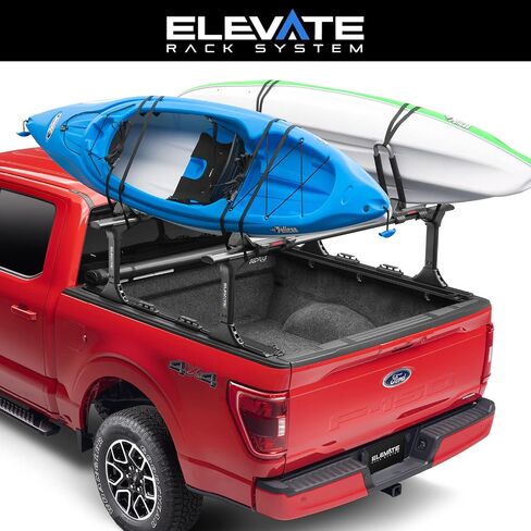 RealTruck TruXedo Elevate TS Rails | 1118414 | يناسب جيب جلاديتور وفورد مافريك (طول السكك الحديدية 50 بوصة) | القضبان والمرابط فقط، أسود in Kuwait