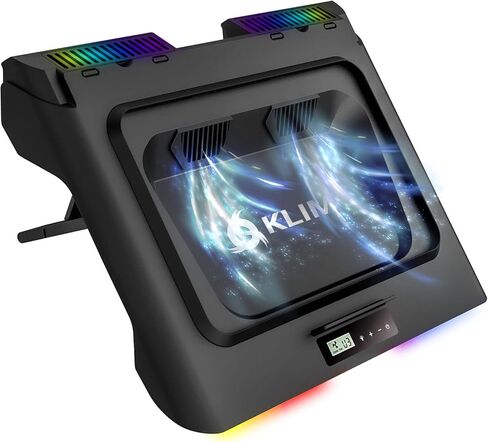 KLIM KN01 RGB Laptop Cooling Pad - New 2023 - Powerful Turbo-Laptop Fans (3600 RPM) - Rubber Seal and Dust Filters for Maximum Performance - Gaming Laptop Cooler to Avoid Overheating - 15.6-17.3 inch in Saudi Arabia