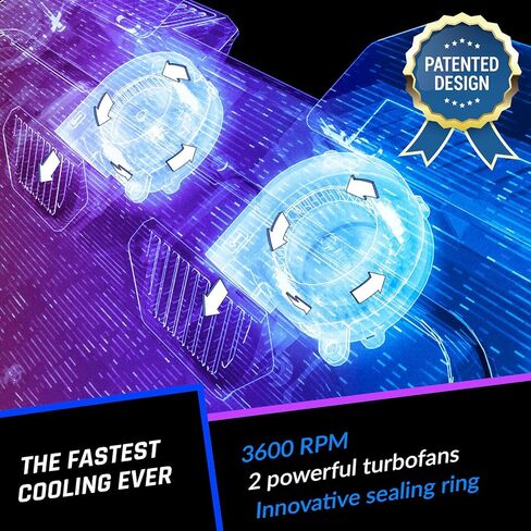 KLIM KN01 RGB Laptop Cooling Pad - New 2023 - Powerful Turbo-Laptop Fans (3600 RPM) - Rubber Seal and Dust Filters for Maximum Performance - Gaming Laptop Cooler to Avoid Overheating - 15.6-17.3 inch in Saudi Arabia