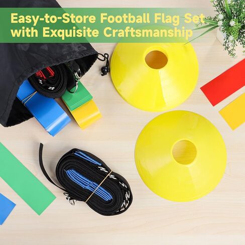 مجموعة علم كرة القدم، مجموعة أعلام وأحزمة كرة القدم لـ 14 لاعبًا، بما في ذلك 14 حزامًا، و56 علمًا لكرة القدم، و8 مخاريط، ومجموعة مسابقة علم كرة القدم in Kuwait