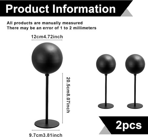 Motorcycle Helmet Rack, 2PCS Motorcycle Hanger Stand Cap Wig Holder Helmet Display Hanger Stand, Ball Shape Desktop Helmet Hanger for Coats, Caps, Football Baseball, Rugby Helmet Accessories (Black) in Kuwait