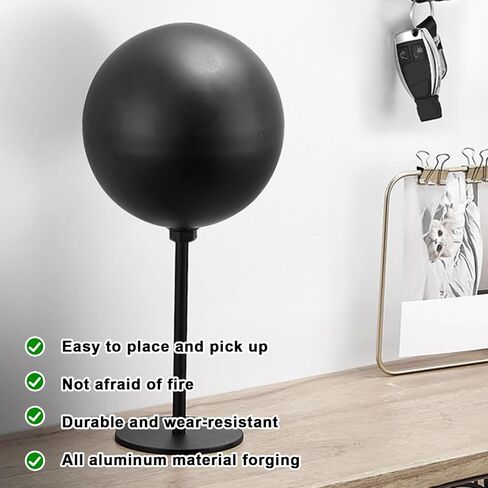 Motorcycle Helmet Rack, 2PCS Motorcycle Hanger Stand Cap Wig Holder Helmet Display Hanger Stand, Ball Shape Desktop Helmet Hanger for Coats, Caps, Football Baseball, Rugby Helmet Accessories (Black) in Kuwait