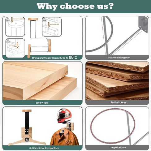 شماعة خوذة تثبت على الحائط من Aolamegs - حامل خوذة متعدد الوظائف مع شماعة ملابس وخطاف لتخزين معدات التزلج على الدراجات النارية وركوب الدراجات وكرة القدم in Kuwait