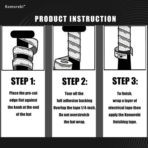 شريط قبضة مضرب بيسبول 1.75 مم | أداء مناسب لجميع الأحوال الجوية وأشرطة مضرب ناعمة وممتصة للصدمات | شريط قبضة بيسبول لاصق بالكامل ومقطع مسبقًا (رمادي) in Kuwait