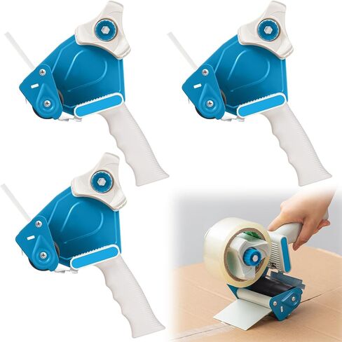 3 Pack 3 Inches Wide Tape Gun Lightweight Packing Tape Dispenser Gun Heavy Duty Tape Dispenser for Office Home Shipping Moving Shipping Carton and Box Packaging Seal Packing (Blue) in Saudi Arabia