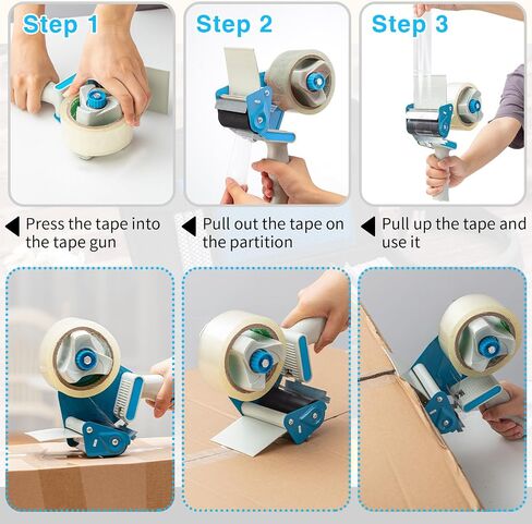 3 Pack 3 Inches Wide Tape Gun Lightweight Packing Tape Dispenser Gun Heavy Duty Tape Dispenser for Office Home Shipping Moving Shipping Carton and Box Packaging Seal Packing (Blue) in Saudi Arabia