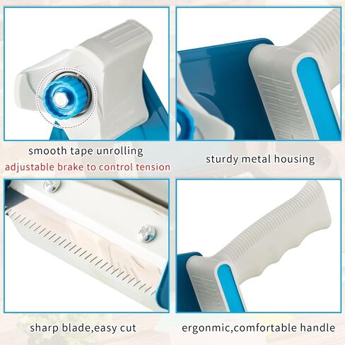 3 Pack 3 Inches Wide Tape Gun Lightweight Packing Tape Dispenser Gun Heavy Duty Tape Dispenser for Office Home Shipping Moving Shipping Carton and Box Packaging Seal Packing (Blue) in Saudi Arabia